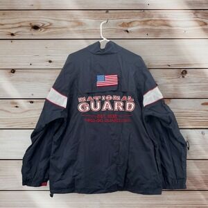 Army National Guard Jacket Mens XL Navy Blue Zip‎ Up Package Nylon